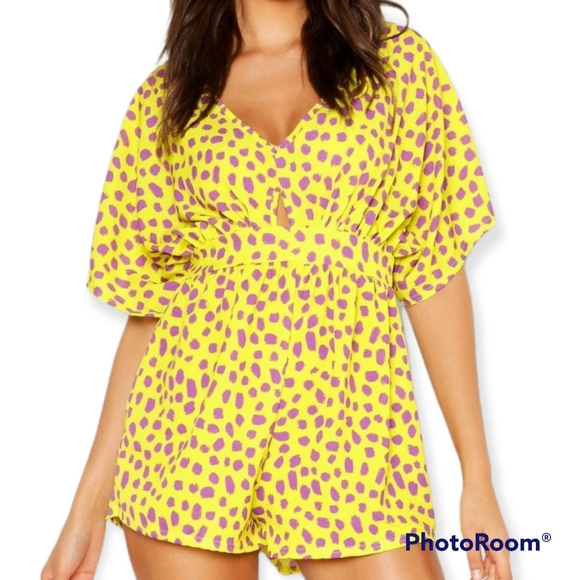 🎈2/$50 🆕️Tall Leopard Print Kimono Playsuit - Picture 1 of 9